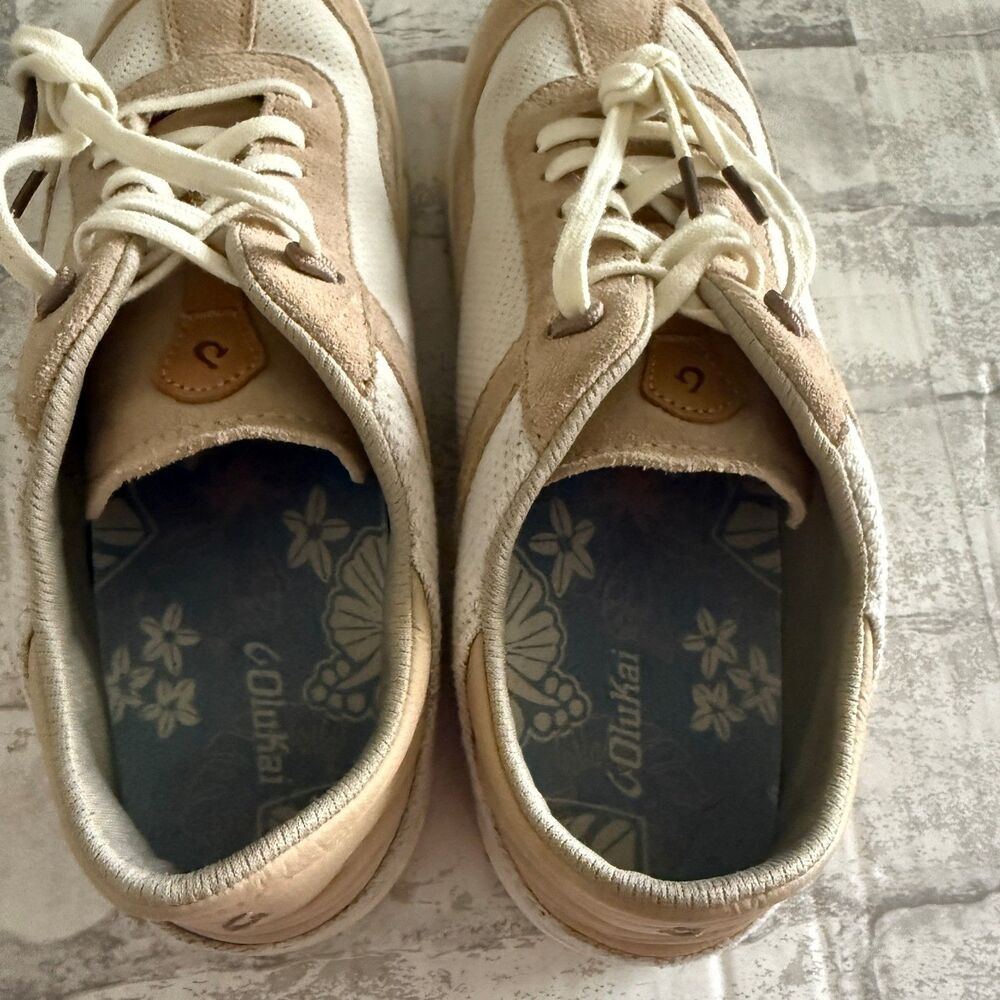 OluKai Kīlea Women's Sneaker Retro Tan Tapa Beach Lifestyle Minimalist Casual 9 - Picture 6 of 8